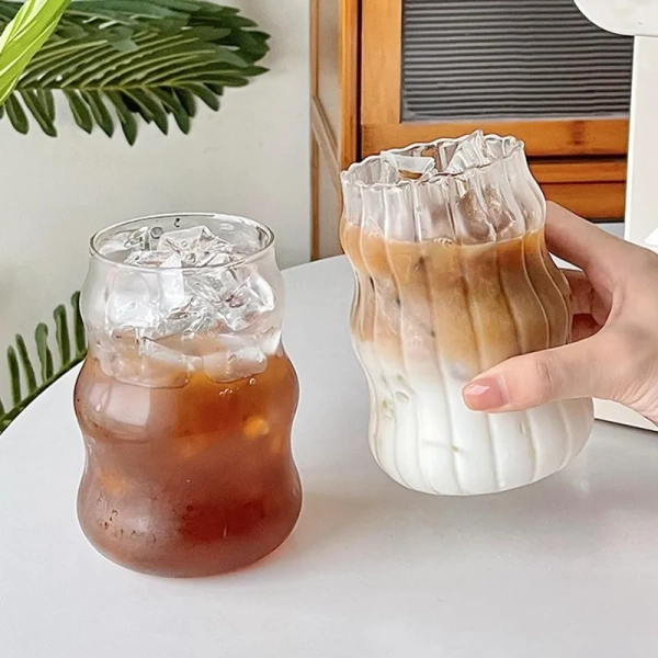 Glass Heat-resistant Trendy Tumbler Drinkware Iced Coffee Mug - 4 Sizes