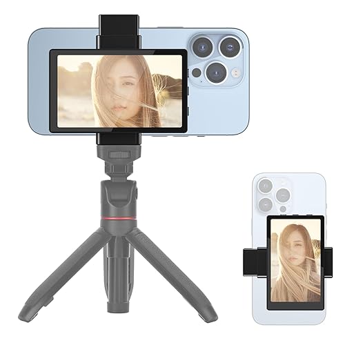 Newmowa Phone Vlog Selfie Monitor Screen, Magnetic Phone Holder Clip Mount, Using Phone Rear Camera for Selfie Vlog Live Stream TikTok, Compatible with iPhone (Support 4K 30fps Wired Recording) - PH01