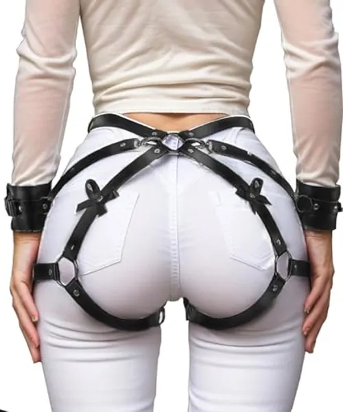 MEBCHAR Leather Body Belt for Women,Adjustable Leather Garters,Punk Women Waist Belts,Waist Body Chain Belt