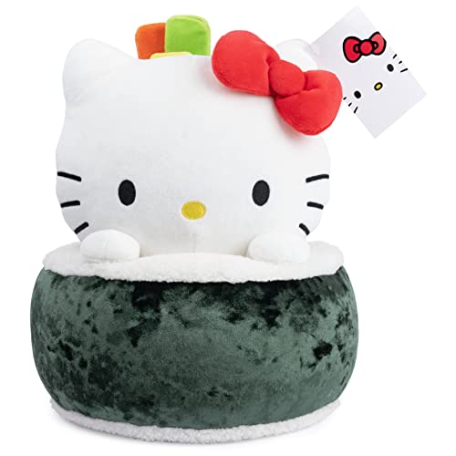 GUND Sanrio Hello Kitty Sushi Plush, Premium Stuffed Animal for Ages 1 and Up, Green/White, 10” - Gund Glc Sanrio Hk 10in Sushi Roll 10"