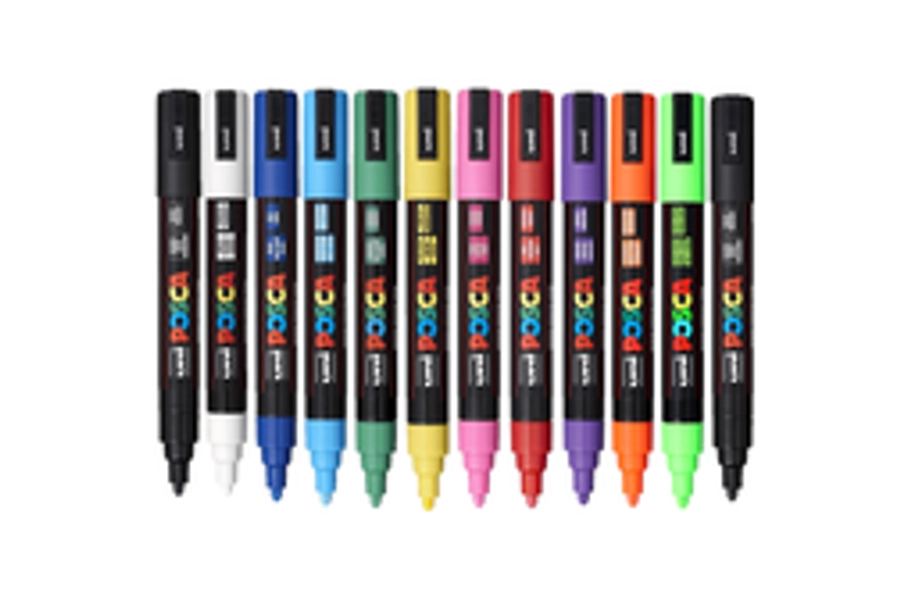 Uni PC-5M Posca Marker Medium Bullet Tip 2.5mm Assorted Box 12