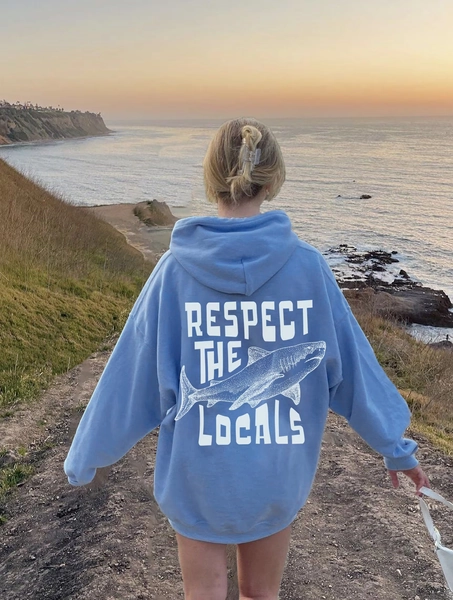 Respect The Locals Hoodie Surfing Hoodie Save The Shark Sweatshirt Oversize Pullover  Vsco Hoodie Pinterest Clothes