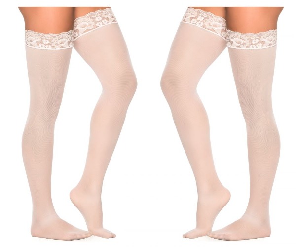 Mapale Mesh Thigh Highs Color White - One Size / White