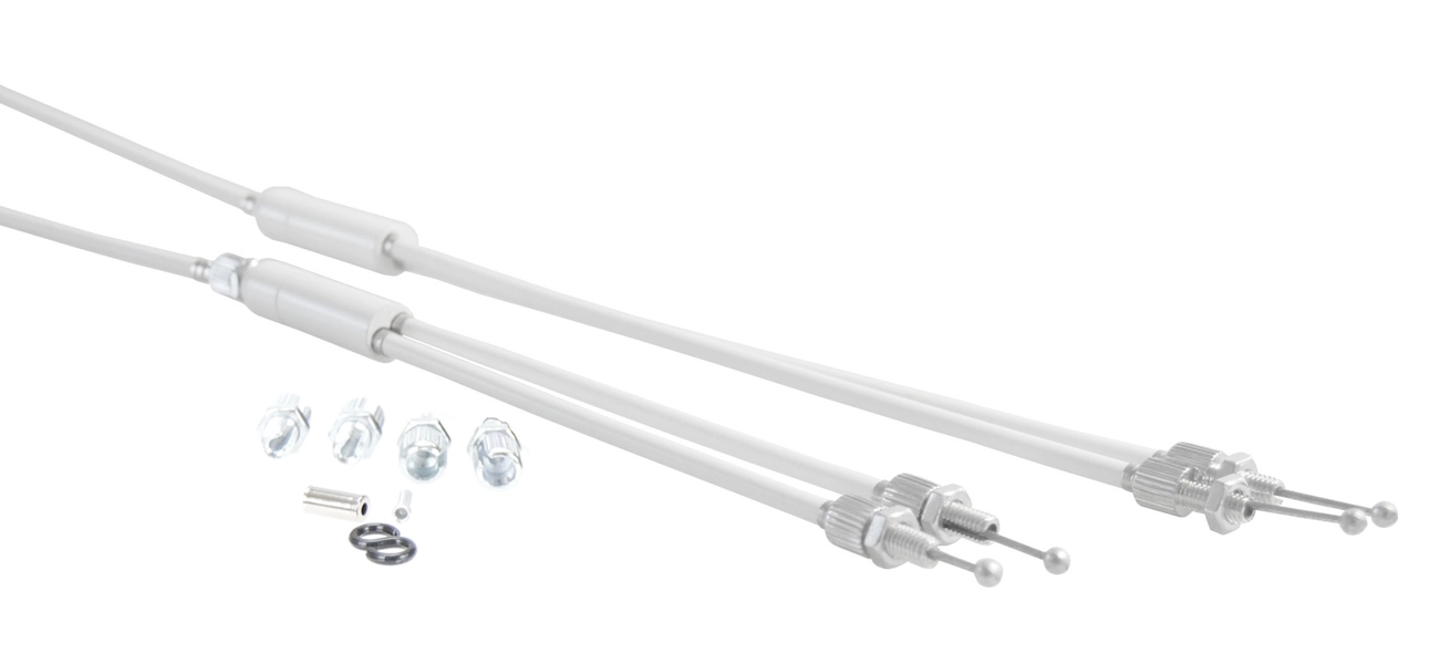 Upper & Lower gyro cables *LONG* for old school BMX - WHITE