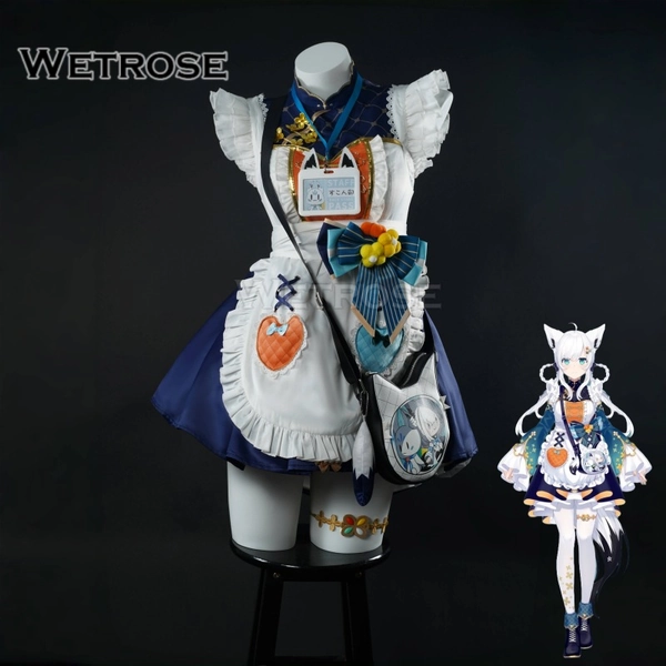 [Wetrose] In Stock Shirakami Fubuki Hololive JP Cafe New Outfit Maid Dress フブキ Cosplay Costume