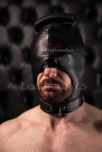 Unisex Bdsm Leather Handle Hood