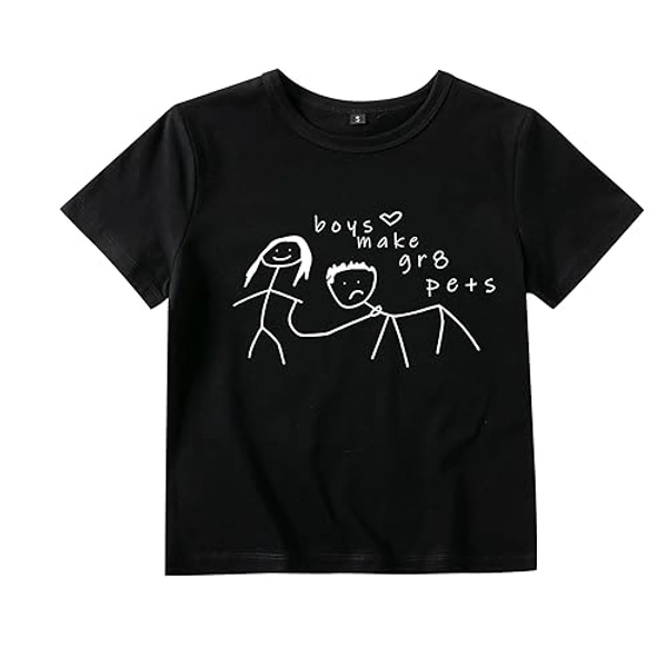 Tuislay Womens Y2k Baby Tee Kawaii Graphic Crop Top Funny Cute Clothes Slim Fit Casual Summer T Shirt for Teen Girls