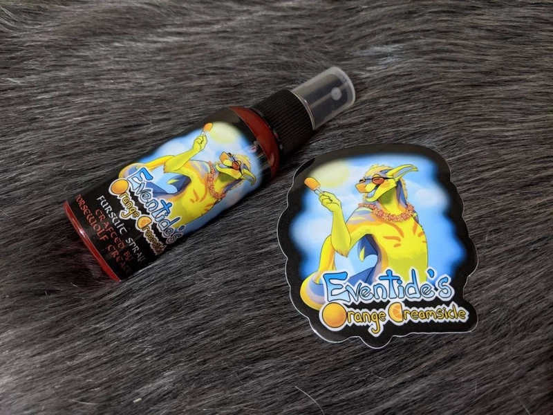 Eventide's Orange Creamsicle fursuit spray + 3" sticker by Norsewolf Creations costume cosplay plush scent fragrance free shipping