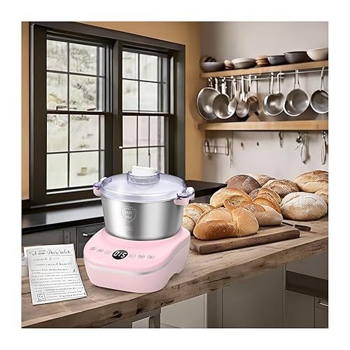  AIZIYO Electric Dough Maker with Ferment Function, 7L (7.3Qt) Large Capacity, 304 Stainless Steel,Kitchen Stand Mixer, Ideal for Bread, Pizza, Pastry, Dumpling, and Roti Dough,Christmas Gift - Pink - 7.3QT (7L)