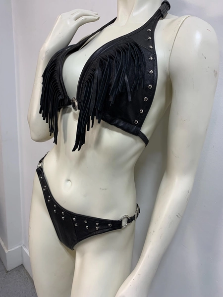 Ensemble de bikini en cuir Grand haut
