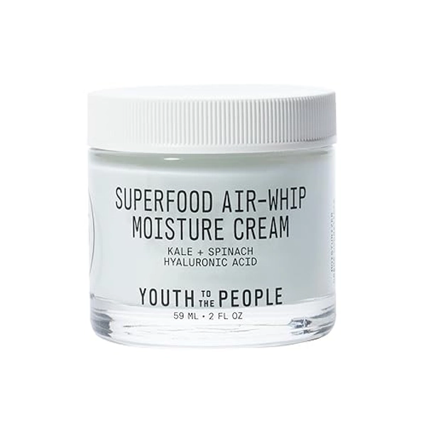 Youth To The People Superfood Air-Whip Moisture Cream, 48-Hr Hydrating Face Moisturizer, Hyaluronic Acid, Kale and Green Tea for Glowing Skin, Non-Greasy, Vegan