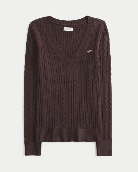 Cable-Knit Icon V-Neck Sweater