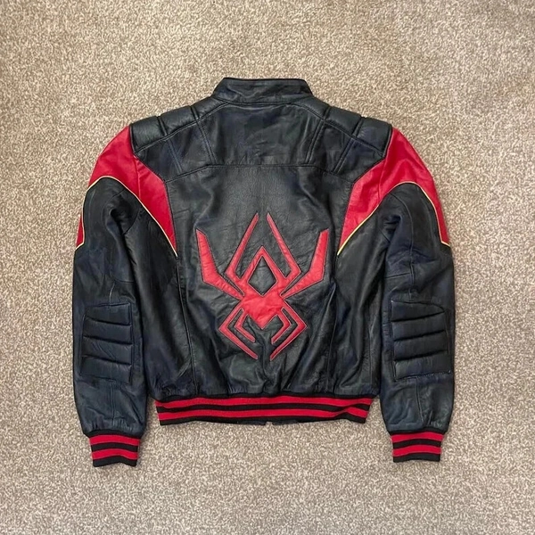 Spider-Man Miles Morales Black Motorcycle Real Leather Jacket
