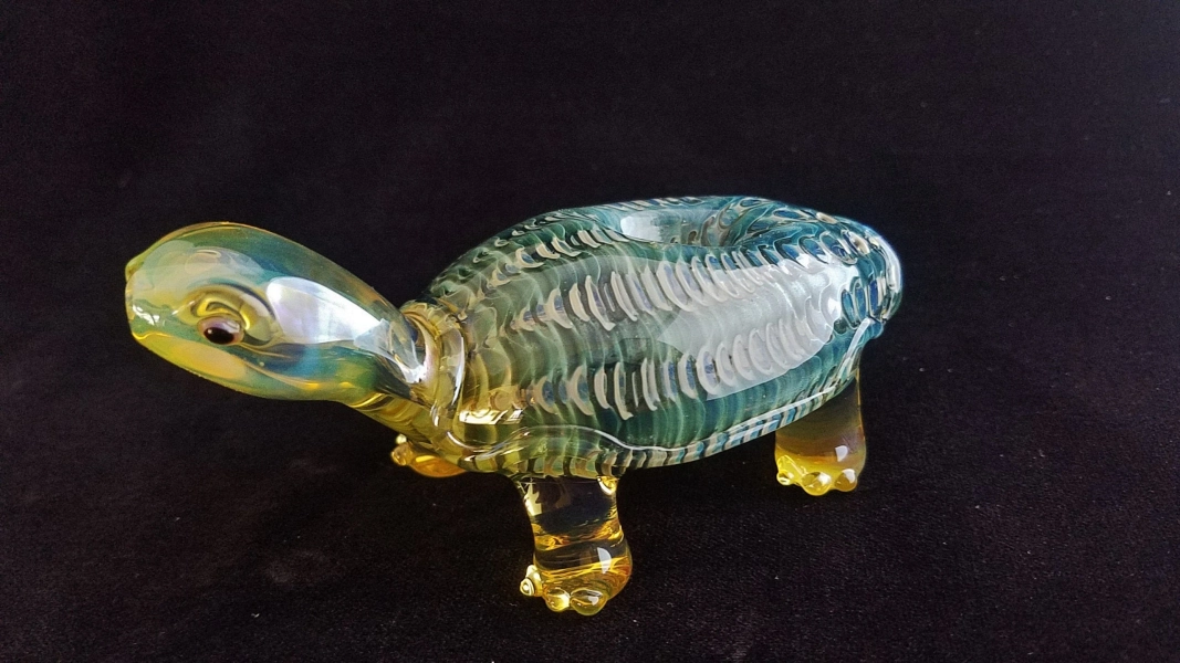 Color Changing Glass Turtle Pipe | Sculpted Glass Art Bowl | Unique Gift Idea | Free Priority Mail (usually within 24 hrs.)