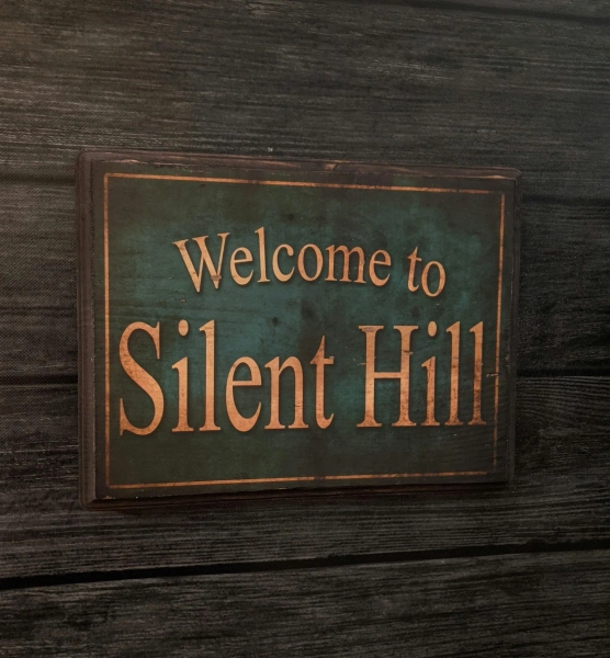 Welcome to Silent Hill - Wooden Wall Plaque Sign - Handmade wood ink transfer