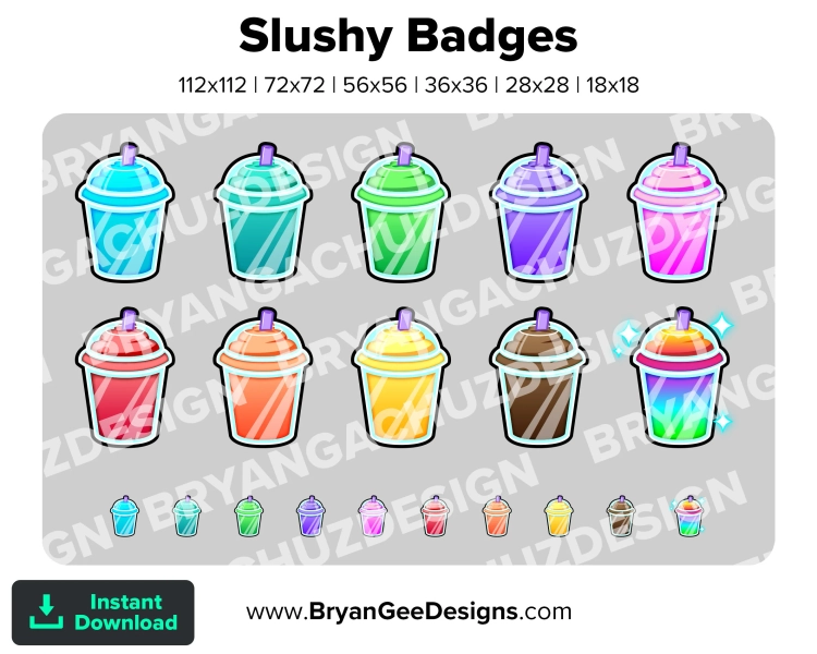 Slushy Slushie Twitch Badges Bit Badges Channel Points Discord Badges Youtube Badges Tiktok Badges Summer Badges