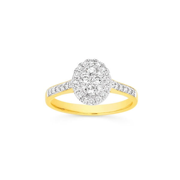 9ct Diamond Cluster Oval Shape Ring