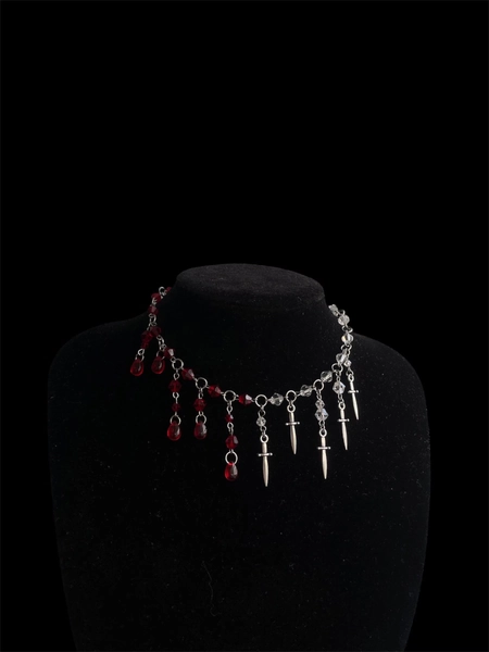 Gothic Vampire Choker bead Necklace Dagger Charms Dark Academia Jewelry Victorian Alt Aesthetic Gift blood Gothic romance unisex fashion