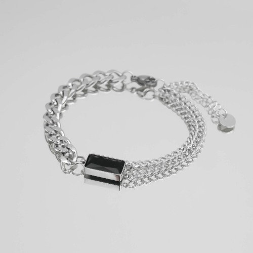 Callie Cuban Contrast Bracelet | Silver (Plated)