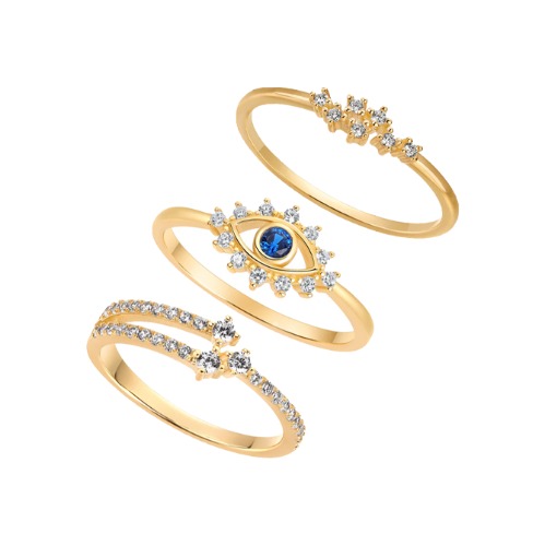 CZ Mix & Match Rings Combo Set - Gold / 6