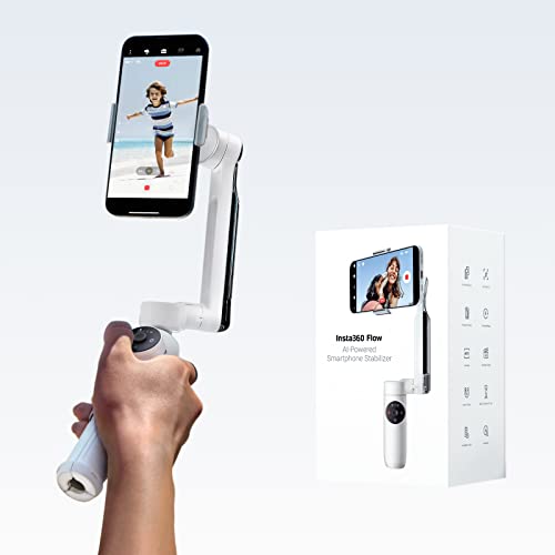 Insta360 Flow - AI-Powered Smartphone Stabilizer, Auto Tracking Phone Gimbal, 3-Axis Stabilization, Built-in Selfie Stick & Tripod, Portable & Foldable, YouTube TikTok Video Kit, Summit White - Summit White-Standalone