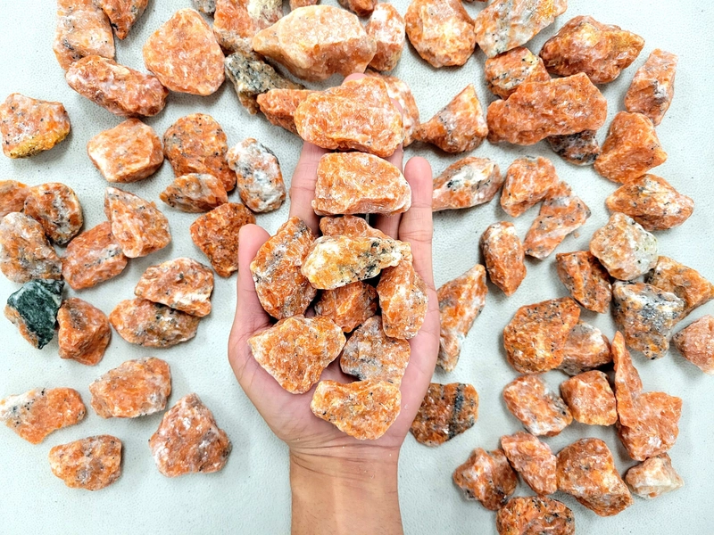Raw Orange Calcite - Bulk Rough Orange Calcite Crystals - Natural Rough Stones for Tumbling, Crafting & Crystal Healing