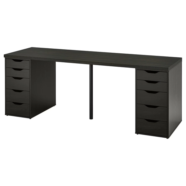 LAGKAPTEN / ALEX Desk - black-brown/black 78 3/4x23 5/8 "