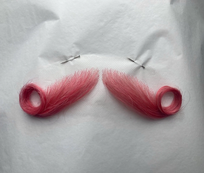 Professional Quality SFX Human Hair Hot Pink Drag False Moustache Film/ Theatre/ TV