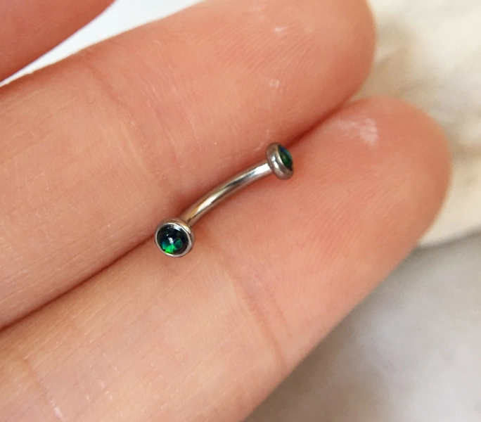 16g Green stone eyebrow,Eyebrow ring, rook barbell,rook earrings, Eyebrow Curved Barbell Jewelry,cartilage earring,Lip ring,Best gift