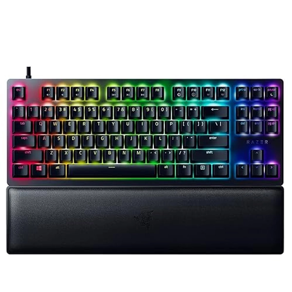 Razer Huntsman V2 Tkl Tenkeyless Gaming Keyboard: Fastest Clicky Optical Switches W/Quick Keystrokes and 8000hz Polling Rate - Detachable Type-c Cable - Doubleshot Pbt Keycaps - Ergonomic Wrist Rest