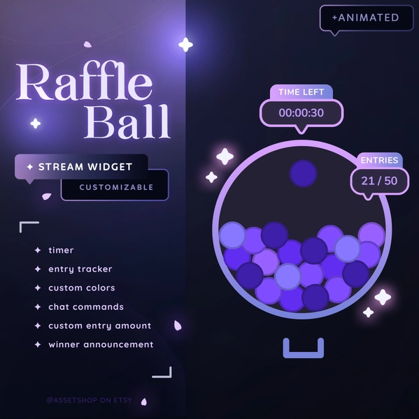 Raffle Ball Widget - Customizable Giveaway Tool Twitch YouTube | Infinite Entries | Viewer Incentive | StreamElements OBS | Streamer Vtuber