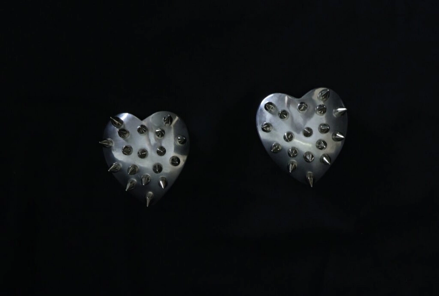 Heart Spiked Metal Armor Pasties - Chains of Metal