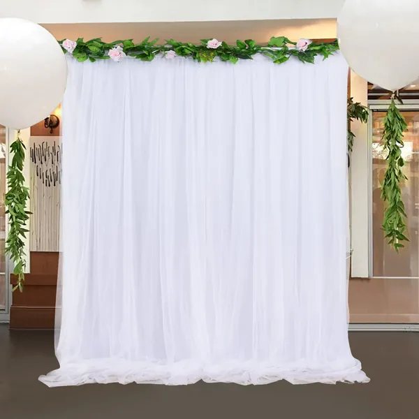 NSSONBEN Tüll Hintrgrund Vorhang Weiss, 1 Stücke Tutu Weiß Hintergründe Vorhänge für Party Hochzeit Geburtstag Taufe Fotografie, L150*H215cm - 1 Stücke L150cm*H215cm Weiß