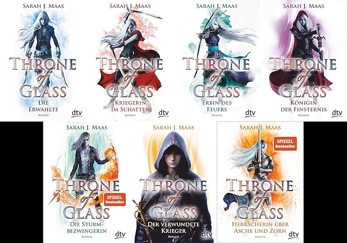 Die Throne of Glass-Reihe Band 1-7 plus 1 exklusives Postkartenset [Paperback] Sarah J. Maas and dtv