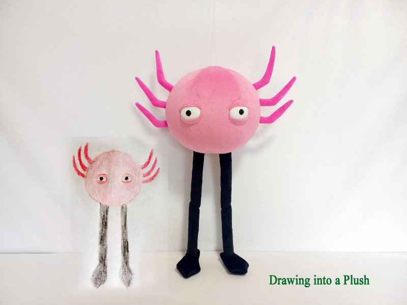 Custom plush just like Kinito The Axoloti plush inspired plush, funmade unofficial handmade to order / 40 cm tall.