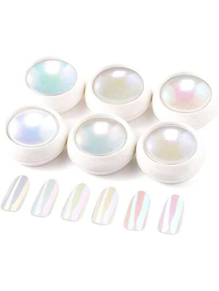 Black Friday Chrome Nail Powder, 6Jars Y2K Aesthetic Metallic Mirror Effect Holographic Aurora Chameleon Pigment 6 Colors For Nail Art Gel Polish Mermaid Unicorn Dipping Powder