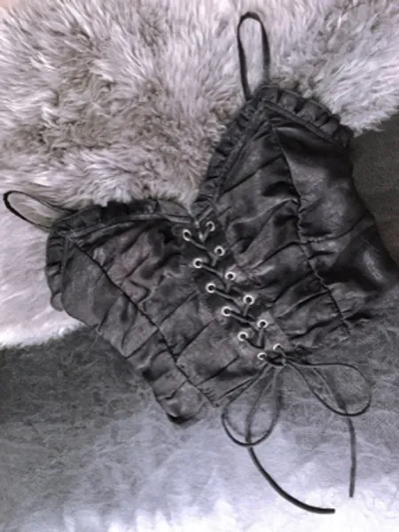 Lace Up Front Shirred Cami Top