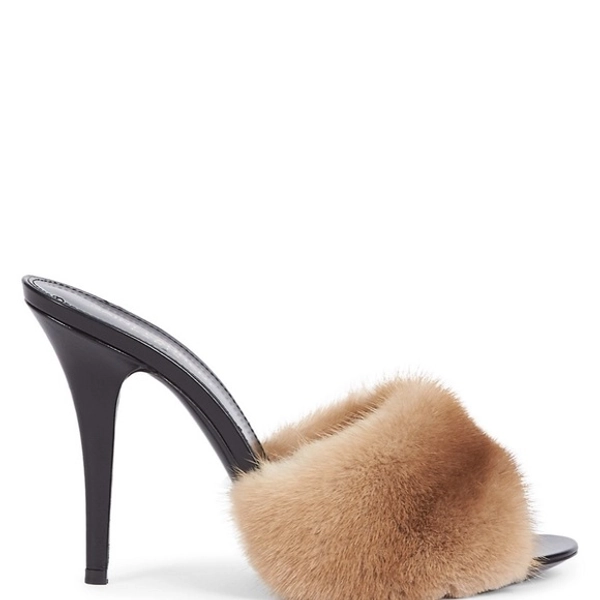 Authentic- SAINT LAURENT MINK FUR SANDALS