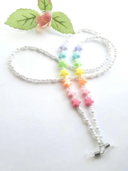 Rainbow Star Glasses Chain: Pearly Style Beaded Glasses Holder