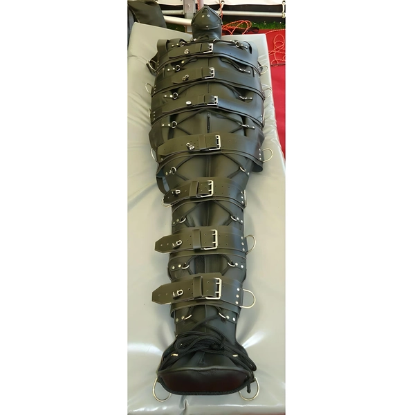 Real Leather Sleep sack body bag Black Genuine Leather Bondage Bag Restricted Binder, Bag BDSM Premium Leather Heavy Bondage 2 way Zip