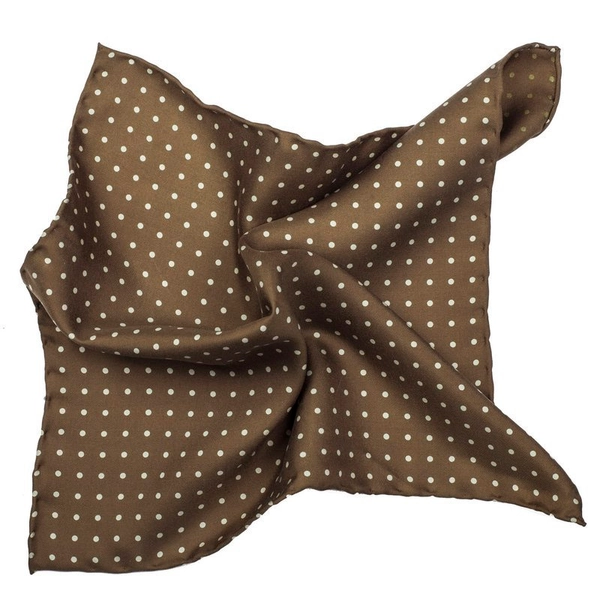 Brown Silk Polka Dot Pocket Square