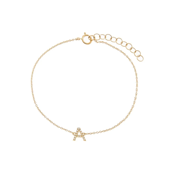 Diamond Initial Bracelet 14K