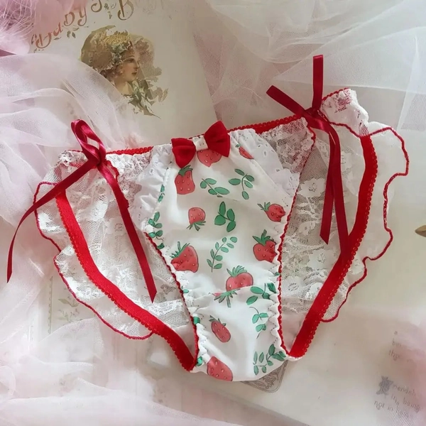 Elegant Strawberry Panties with Exquisite Details
