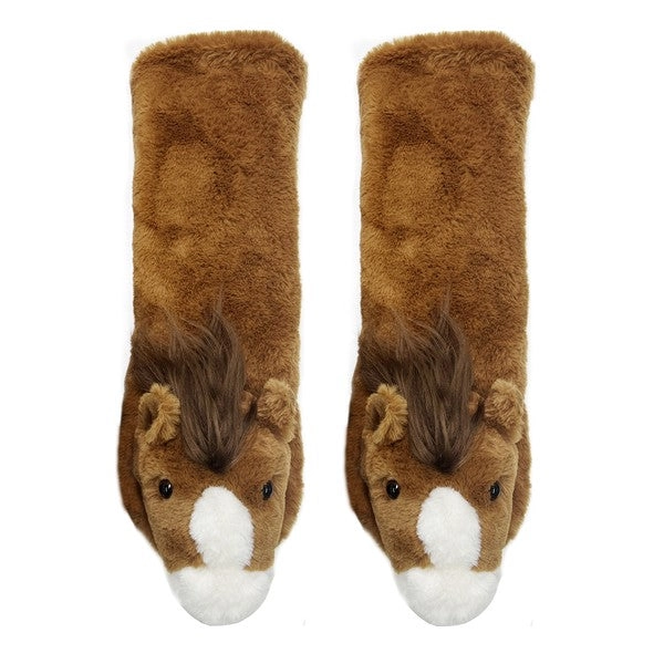Horse Play - Women's Plush Animal Slipper Socks - multicolor / WS