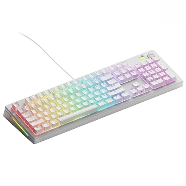 Glorious Gaming - GMMK 3 Custom Mechanical Gaming Keyboard with Knob, 100% Keyboard Full Size, Modular Gasket System, Doubleshot PBT Keycaps, Aluminum Switch Plate, Hotswappable Switches, ANSI (White) - White - Full Size