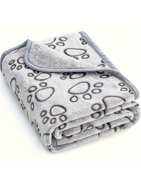 1 pieza Manta suave para perros Manta de franela cálida para perros pequeños y medianos con estampado de patitas de perro/gato Manta de franela para perros pequeños y medianos