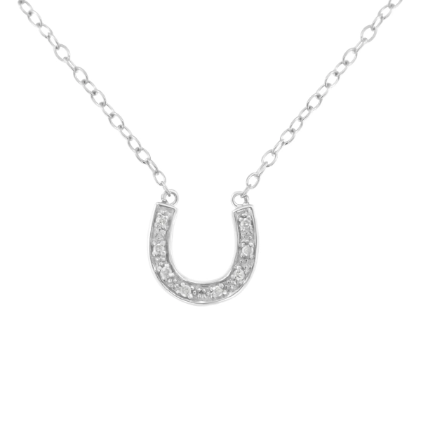 .925 Sterling Silver Diamond Accent Horseshoe U Shape 18 Pendant Necklace (H-I Clarity, I2-I3 Color)