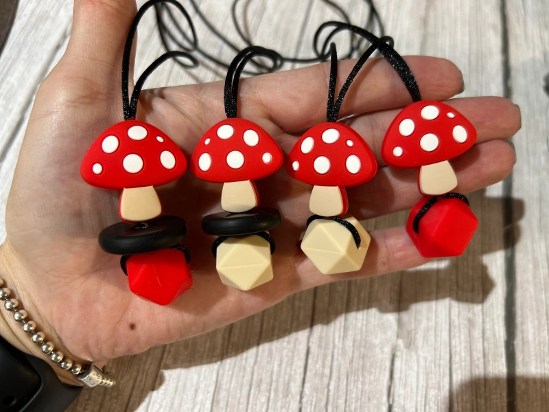 Adult mini Mushroom  Chewelry pendant, adhd, autism, Fidget necklace, sensory necklace, Gothic necklace