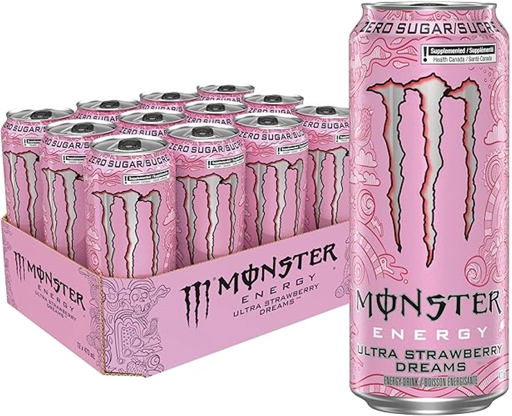 MONSTER ENERGY, Ultra Strawberry Dreams, 473mL Cans, Pack of 12