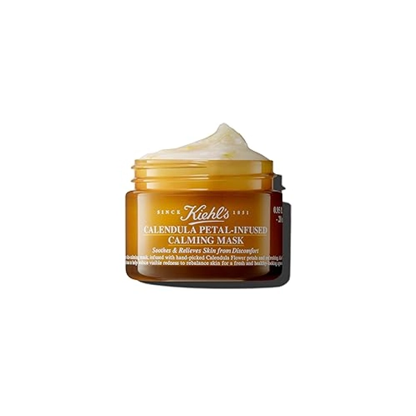 Kiehl's Calendula Petal Infused Calming Mask, Hydrating & Soothing Gel Face Mask for All Skin Types, Refreshes Dry Skin, with Calendula & Aloe Vera, Paraben-free, Fragrance-free